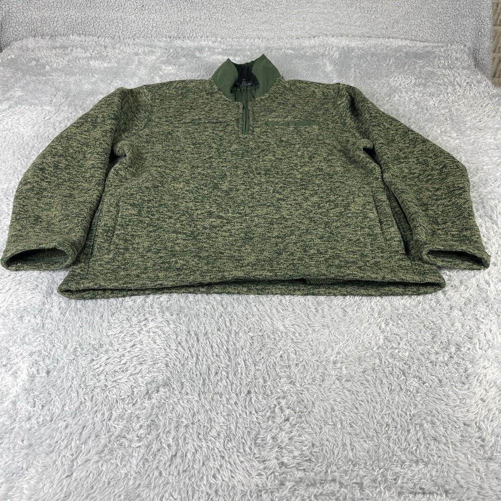 Eddie Bauer mens 1/4 zip Size M Heathered Green Fleece Pullover Sweater - Picture 1 of 9